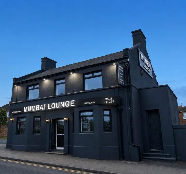 Mumbai Lounge, Barnsley — the restaurant exterior at dusk